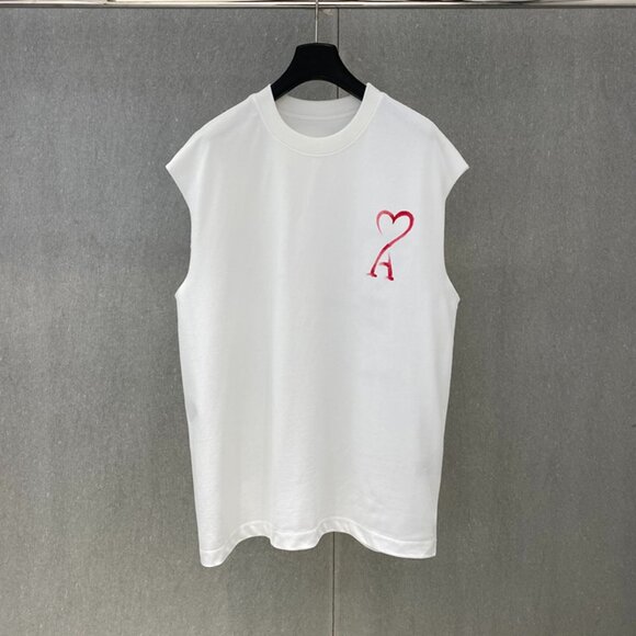 AMI Paris Ami de Coeur White Cotton Tank Top - Picture 1 of 9